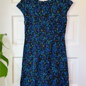 freebird Blue & Black Printed Midi Dress